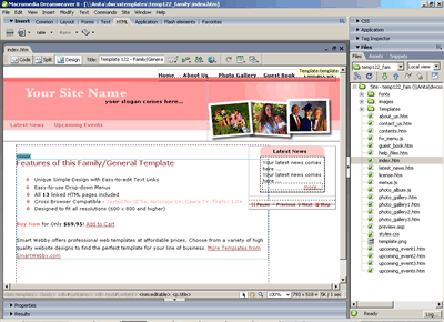 CSS Template 122 [Family/General] - Adobe Dreamweaver View