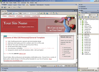 CSS Template 123 [Family/General] - Adobe Dreamweaver View