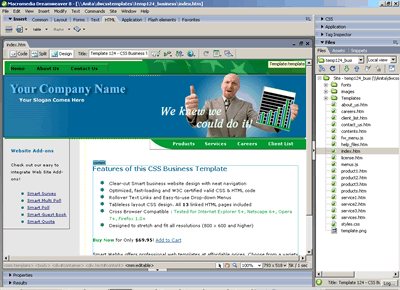 CSS Template 124 [Business] - Adobe Dreamweaver View