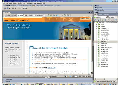 CSS Template 124 [Government] - Adobe Dreamweaver View