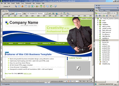 CSS Template 130 [Business] - Adobe Dreamweaver View
