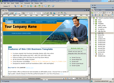 CSS Template 131 [Business] - Adobe Dreamweaver View