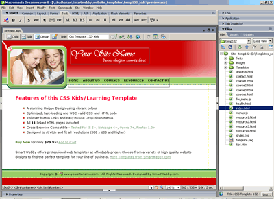 Template 132 [Kids/Learning] - Adobe Dreamweaver View