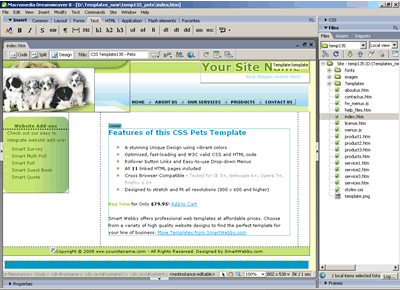 Template 135 [Pets] - Adobe Dreamweaver View