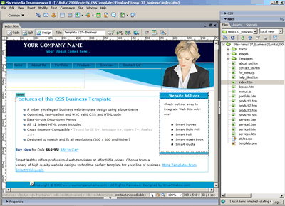 CSS Template 137 [Business] - Adobe Dreamweaver View