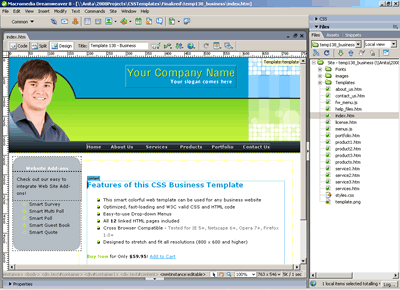 CSS Template 138 [Business] - Adobe Dreamweaver View