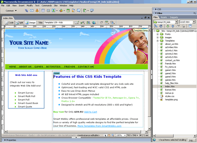 Template 139 [Kids] - Adobe Dreamweaver View