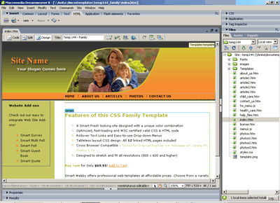 CSS Template 144 [Family/General] - Adobe Dreamweaver View