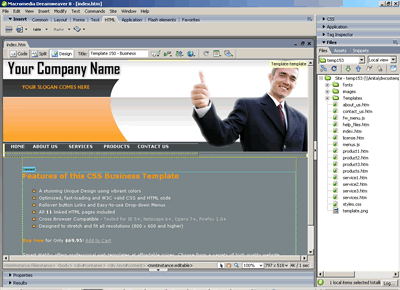 CSS Template 150 [Business] - Adobe Dreamweaver View
