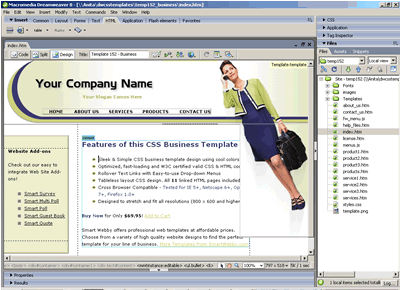 CSS Template 152 [Business] - Adobe Dreamweaver View