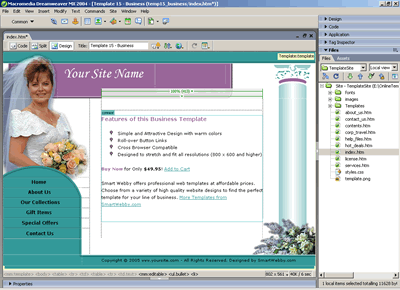 Template 15 [Business/Wedding] - Adobe Dreamweaver View