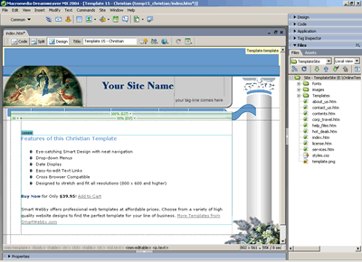 Template 15 [Christian] - Adobe Dreamweaver View