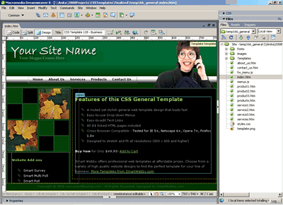 Template 166 [General] - Adobe Dreamweaver View