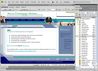 Template 1 [Business] - Adobe Dreamweaver View