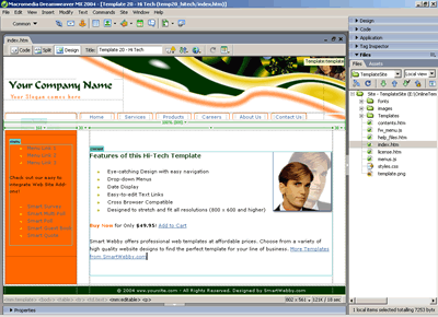 Template 20 [Hi-Tech] - Adobe Dreamweaver View