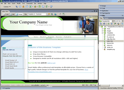 Template 21 [Business] - Adobe Dreamweaver View