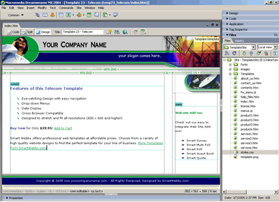 Template 23 [Telecom] - Adobe Dreamweaver View