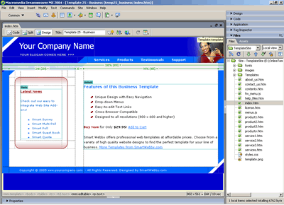 Template 25 [Business] - Adobe Dreamweaver View