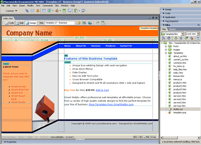 Template 27 [Business] - Adobe Dreamweaver View
