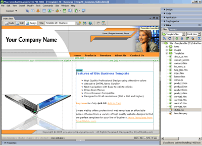 Template 28 [Business] - Adobe Dreamweaver View