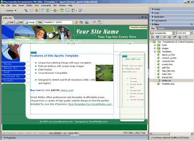 Template 2 [Sports] - Adobe Dreamweaver View