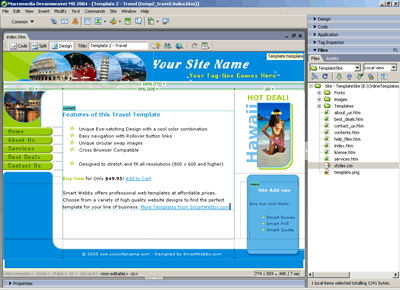 Template 2 [Travel] - Adobe Dreamweaver View