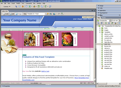 Template 32 [Food] - Adobe Dreamweaver View