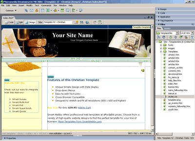 Template 42 [Christian] - Adobe Dreamweaver View