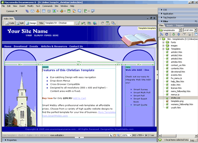 Template 54 [Christian] - Adobe Dreamweaver View