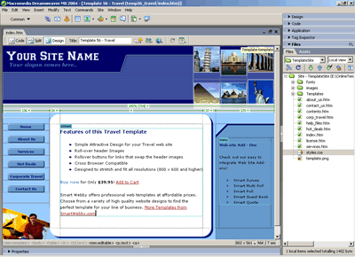 Template 56 [Travel] - Adobe Dreamweaver View