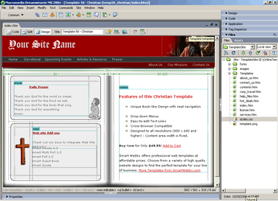 Template 58 [Christian] - Adobe Dreamweaver View