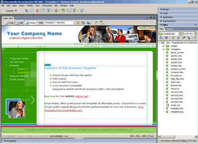 Template 5 [Business] - Adobe Dreamweaver View