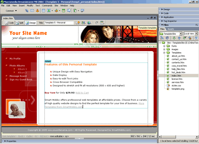 Template 5 [Family/Personal] - Adobe Dreamweaver View