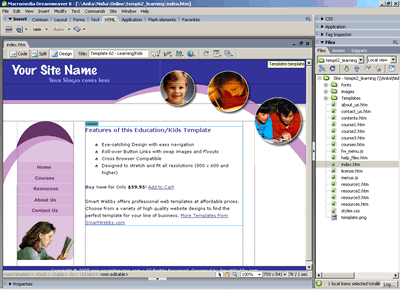 Template 62 [Education/Kids] - Adobe Dreamweaver View