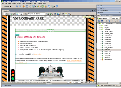 Template 63 [Sports] - Adobe Dreamweaver View