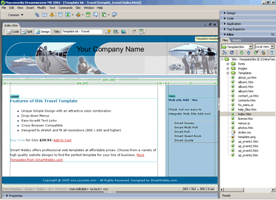 Template 66 [Travel] - Adobe Dreamweaver View