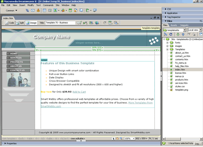Template 70 [Business] - Adobe Dreamweaver View