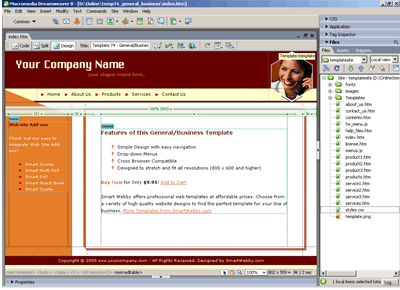 Template 74 [General/Business] - Adobe Dreamweaver View