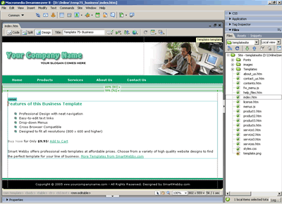 Template 75 [Business] - Adobe Dreamweaver View