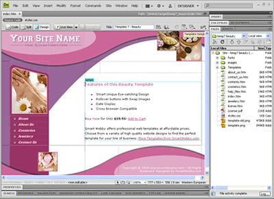  Template 7 [Beauty] - Adobe Dreamweaver View