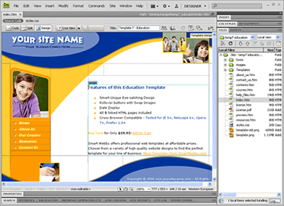 Template 7 [Education] - Adobe Dreamweaver View