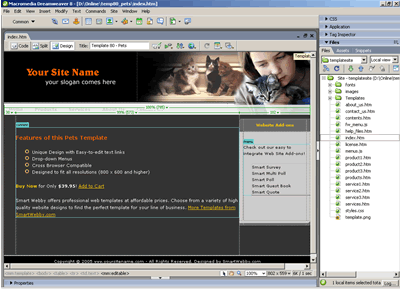 Template 80 [Pets] - Adobe Dreamweaver View