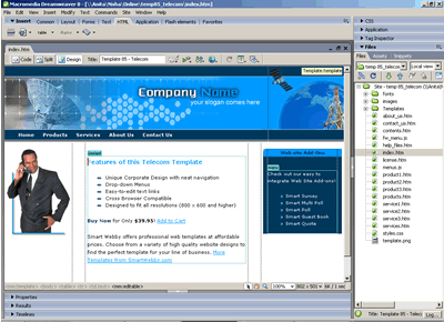 Template 85 [Telecom] - Adobe Dreamweaver View