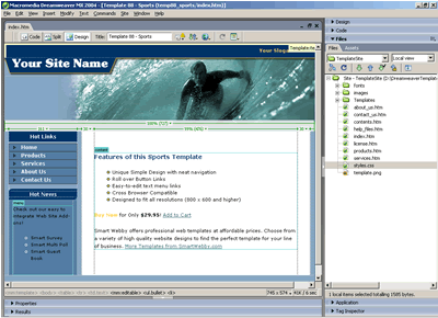 Template 88 [Sports] - Adobe Dreamweaver View