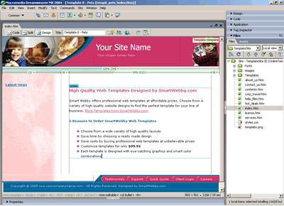 Template 8 [Pets] - Adobe Dreamweaver View