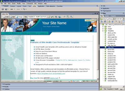 Template 8 [Health/Medical Professionals] - Adobe Dreamweaver View