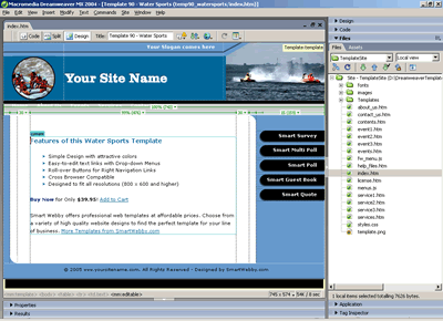 Template 90 [Sports] - Adobe Dreamweaver View