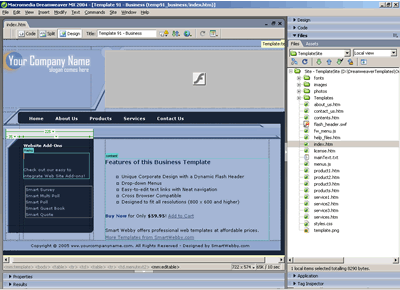 Template 91 [Flash/Business] - Adobe Dreamweaver View
