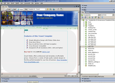 Template 92 [Travel] - Adobe Dreamweaver View