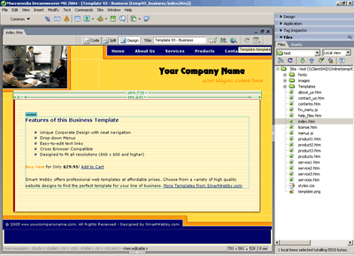 Template 93 [Business] - Adobe Dreamweaver View